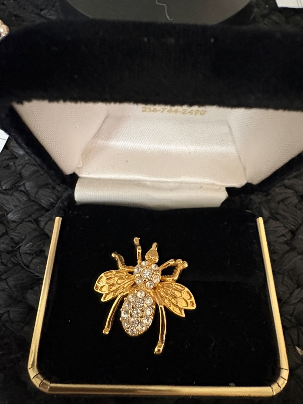 Mikimoto Gold and Clear Crystal Bee Brooch